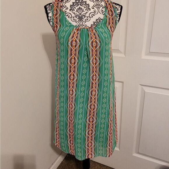 Umgee green and orange Aztec pattern Summer dress - Picture 1 of 7